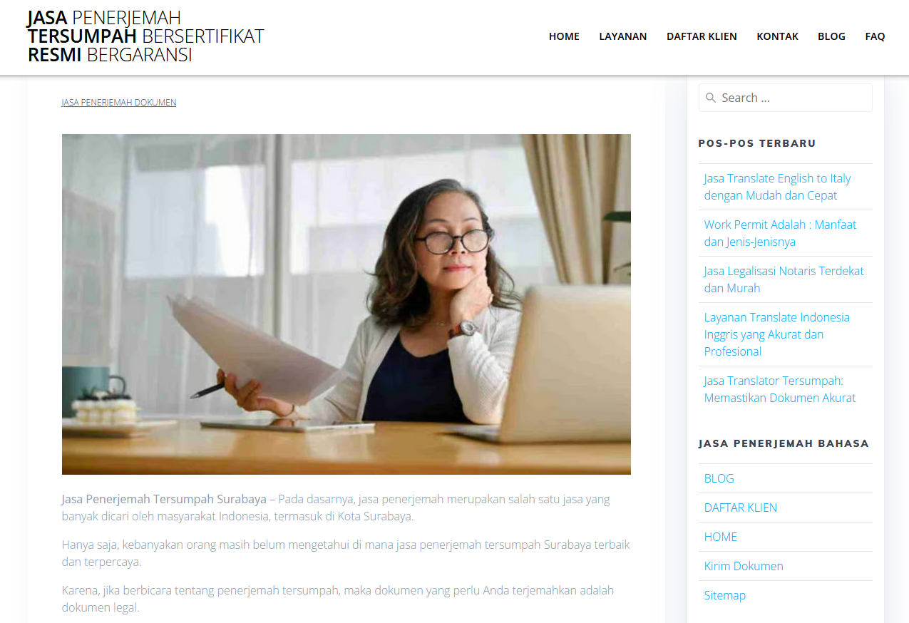 jasa penerjemah tersumpah Surabaya